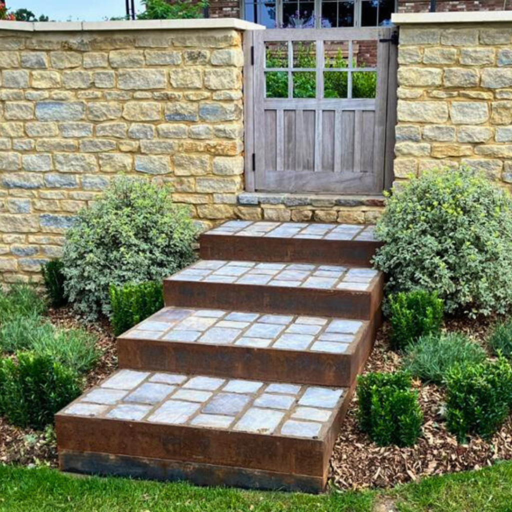 An image of bespoke installations by Steel Lawn Edging